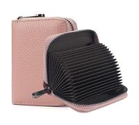 Porte-cartes de crédit pour femmes Petites cartes de crédit Portefeuilles en cuir véritable RFID Blocking Ladies Card Case Female Multi Card Organizer Zipper Purse with 20 Card Slots