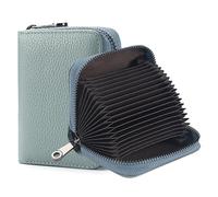 Porte-cartes de crédit pour femmes Petites cartes de crédit Portefeuilles en cuir véritable RFID Blocking Ladies Card Case Female Multi Card Organizer Zipper Purse with 20 Card Slots