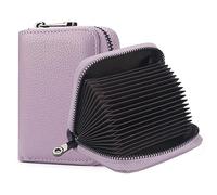 Porte-cartes de crédit pour femmes Petites cartes de crédit Portefeuilles en cuir véritable RFID Blocking Ladies Card Case Female Multi Card Organizer Zipper Purse with 20 Card Slots