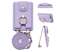 Porte-Cartes de crédit pour téléphone Portable - Multifonction, étanche, 2 emplacements de Poche avec Support et Cordon Amovible, s'adapte à Les Smartphones, Violet, Reportez-Vous à la
