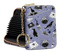 Porte-cartes de crédit RFID - Petit portefeuille pour femme avec porte-clés et fermeture éclair - Imprimé en cuir amusant - Cadeau accordéon, Magique., Petit, gothique