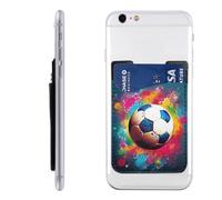 Porte-cartes de football coloré pour téléphone portable, étui en cuir PU auto-adhésif, adapté à l'arrière de la plupart des smartphones