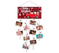 Porte-cartes de Noël en bois à suspendre avec 30 clips photo en bois flocon de neige pour mur de cartes de vœux de Noël pour décoration murale de fête de Noël