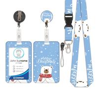 Porte-cartes de Noël en forme d'ours polaire, porte-badge, cordon amovible avec clip rétractable, peut être utilisé pour les cartes de visite, les cartes de porte, les cartes d'identité, etc