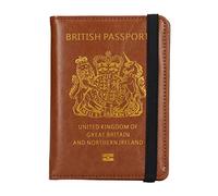 Porte-Cartes de Passeport Britannique Brown Safe Antimagnétique PU en Cuir PU Couverture Passeport pour Les activités de Voyage Stockage des ménages en Plein air