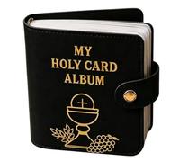 Porte-cartes de prière catholique - Cuir synthétique à 20 pochettes | Petit livret de protection avec fermeture à pression - Peut contenir 40 cartes | Pour homme et femme | Pour maison, église,