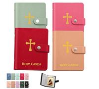 Porte-Cartes De Prière En Simili Cuir Catholique Avec Poche à Fermeture Pression Pour Cartes Funéraires Religieuses Album Souvenir Pouvant Contenir Jusqu'à 40 Médailles Chrétiennes(Nmix4b)
