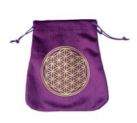 Porte-cartes de tarot, fait à la main en velours résistant à l'usure, sac cadeau avec cordon de serrage, sac de ménage pour runes, cartes Oracle, jeu de tarot standard, violet, flower of life, Unisexe