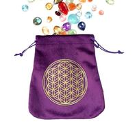 Porte-cartes de tarot | Pochette à bijoux en velours résistante à l'usure | avec cordon de serrage | Sac de ménage pour runes, cartes Oracle, de tarot standard, violet, flower of life, Unisexe