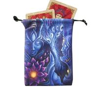 Porte-cartes de tarot - Pochette avec cordon de serrage | Sac de rangement pour cartes de tarot | Sac de rangement en tissu | 13 x 18 cm - Pochette de rangement pour dés de rune | Pochette de