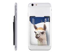 Porte-cartes de téléphone imprimé alpaga avatar, porte-cartes de téléphone en cuir, adhésif sur poche pour cartes de crédit pour smartphones, blanc, taille unique, blanc, Taille unique