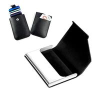 Porte-Cartes De Visite, Aciers Inoxydables Et Cuir Porte-Cartes en MéTal Porte-Cartes De Visite pour Homme Et Femme avec Fermeture MagnéTique Fermeture MagnéTique CompléMentaire Support Noir