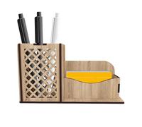 Porte-cartes de visite avec tasse - Porte-crayons en bois - Étui de rangement pour cartes de visite de bureau pour exposition