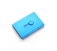 Porte-cartes de visite coulissant en métal pour homme et femme (bleu)