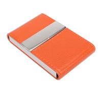 Porte-Cartes de Visite en Acier Inoxydable à Double Ouverture, Porte-Cartes de Visite en Acier, Matériau PU, Porte-Cartes de Visite, étui pour Cartes de Crédit (Orange)