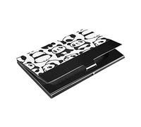 Porte-cartes de visite en acier inoxydable et cuir synthétique noir et blanc sans couture avec pandas et pandas blancs