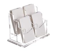 Porte-cartes de visite en acrylique transparent à plusieurs fentes - Adorable organiseur de bureau transparent pour bureau, réception, salon à domicile, exposition, 11 x 12 x 11,2 cm