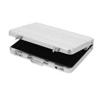 Porte-cartes de Visite en Alliage Aluminium, Forme Petite Valise Argentée | Fermeture à Pression avec Poignée, Accès Rapide, Transport Pratique pour Professionnels, Représentants, Écoles et Salles