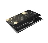 Porte-cartes de visite en cuir synthétique et acier inoxydable avec système solaire et soleil Mars Mercure Jupiter Saturne Uranus