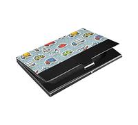 Porte-cartes de visite en cuir synthétique et acier inoxydable - Motif dessin animé - Pour transport de bus, avion, fusée, bateau - Porte-cartes de visite fin - Unisexe