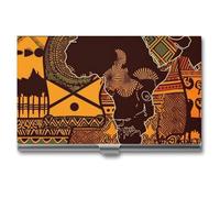 Porte-cartes de visite en métal avec motif carte ethnique africaine pour homme et femme - Porte-cartes de crédit - Style fin - Taille unique, Style :, Taille unique
