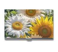 Porte-Cartes de Visite Fin avec Motif tournesols, Marguerites, Roses, nom, Portefeuille Multiple, étui pour Carte de crédit et d'identité, pour Hommes et Femmes