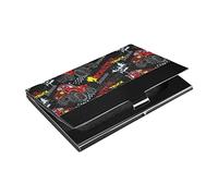 Porte-cartes de visite fin en cuir PU noir et acier inoxydable avec inscription « Trace of Tire », « Trace of Tire » - Rouge