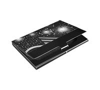 Porte-cartes de visite fin en cuir synthétique et acier inoxydable avec drapeau américain brillant et étincelant pour le jour de l'indépendance du 4 juillet