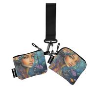 Porte-cartes de visite fin et portable en forme de sirène mystérieuse et magnifique avec dragonne pour femme 2 pièces estuche para tarjetas de credito