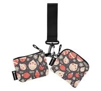 Porte-cartes de visite pour femme avec clochette de Noël rouge et blanc - Porte-cartes de visite de taille compacte avec porte-clés pour un usage quotidien - 2 pièces estuches para tarjetas de credito