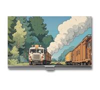 Porte-cartes de visite professionnel pour cartes de visite - Locomotive rurale - Organisateur de cartes de visite minimaliste pour homme et femme, Locomotive rurale pour fumeurs, 3.7 x 2.2 x 0.3