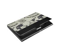 Porte-cartes de visite rétro sans couture, boussole, carte du monde, rose des vents, grande aventure, cuir synthétique et acier inoxydable, porte-cartes de visite, portefeuille fin pour cartes de