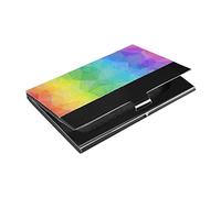 Porte-cartes de visite triangulaire coloré arc-en-ciel géométrique lumineux abstrait triangles en cuir synthétique et acier inoxydable Porte-cartes de visite, porte-cartes de crédit, portefeuille fin
