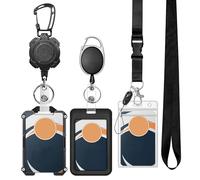 Porte-cartes d'identité rétractable, outil robuste de 3 pièces pour une utilisation lourde | Anneau porte-clés rétractable, pour passes, permis de travail, outils, sécurité en plein air, voyage