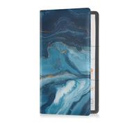 Porte-cartes d'immatriculation et d'assurance automobile en cuir de qualité supérieure avec texture marbre bleu et doré - Boîte à gants pour cartes, documents essentiels, permis de conduire