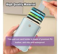 Porte-Cartes empilable Tire Sort Halder Multi Carte Slots Credit Card Carte PU Leather Pocket Busin Busin Butter Buttons pour Les Femmes Voyagez Le Portefeuille Compact léger (Rouge léger)
