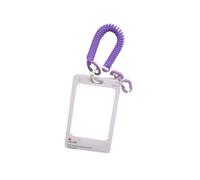 Porte-cartes en cristal acrylique transparent rigide avec crochet pour cartable, porte-documents anti-perte (violet)