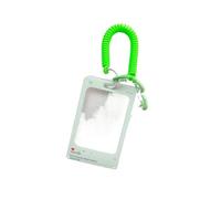 Porte-cartes en cristal acrylique transparent rigide avec crochet pour cartable, porte-documents anti-perte (vert)