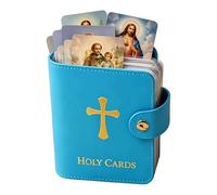 Porte-cartes en cuir avec cartes, utilisé pour baptême, consécration, communion, bleu, 1set, Classique