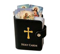 Porte-cartes en cuir avec cartes, utilisé pour baptême, consécration, communion, Noir , 1set, Classique