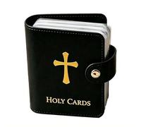 Porte-cartes en cuir avec cartes, utilisé pour baptême, consécration, communion, Noir , No cardboard, Classique