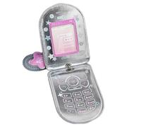 Porte-cartes en cuir avec pendentif et bobine à ressort rétractable en forme de téléphone