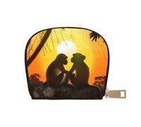 Porte-cartes en cuir imprimé singe mignon pour homme et femme | Étui de rangement pour cartes avec fermeture éclair, blanc, Taille unique, Moderne
