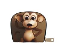 Porte-cartes en cuir imprimé singe mignon pour homme et femme | Étui de rangement pour cartes avec fermeture éclair, blanc, Taille unique, Moderne