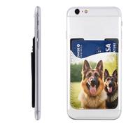 Porte-cartes en cuir PU avec inscription « Happy German Shepherd » pour cartes d'identité, cartes de crédit, convient à l'arrière de la plupart des smartphones
