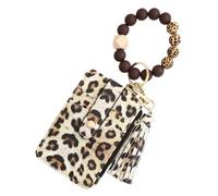 Porte-cartes en cuir synthétique de style bohème - Porte-cartes portable - Cordon perlé pour carte d'accès, carte de bus, marron, Refer to description, Unisexe