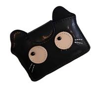 Porte-cartes en cuir synthétique pratique avec plusieurs compartiments pour tous les jours Motif chat élégant, Noir , Mass Beauty