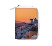 Porte-cartes en cuir tendance imprimé paysage île de Grèce coucher de soleil, grande capacité, petit et pratique, facile à mettre dans les poches, sacs à main, sacs à dos, etc. Découvrez votre