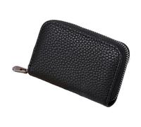 Porte-Cartes en Cuir véritable for Femmes, Petit Portefeuille à Fermeture éclair, Porte-Monnaie Design, Sacs for Cartes de crédit d'affaires pour Les Fêtes Et Les Voyages(Black)