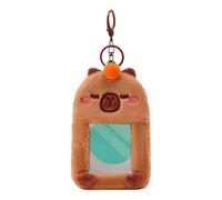 Porte-cartes en peluche - Organisateur de cartes de bus Capybara, Jolie chaîne de clés | Cartoon Animal Credit Cards Base, support de photocard protecteur, idéal pour l'organisation du portefeuille et